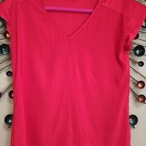 Women's Red V-Neck Top